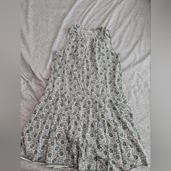 Max Studio Dress Womens XL Green Floral Shift Dress Ruffle Boho - Picture 1 of 6